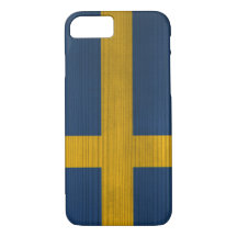 Houtpatroon met gegraveerde Zweedse vlag