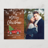 Houtpenseelscript Vrachtwagen Lights Kerstmis foto Briefkaart (Voorkant)