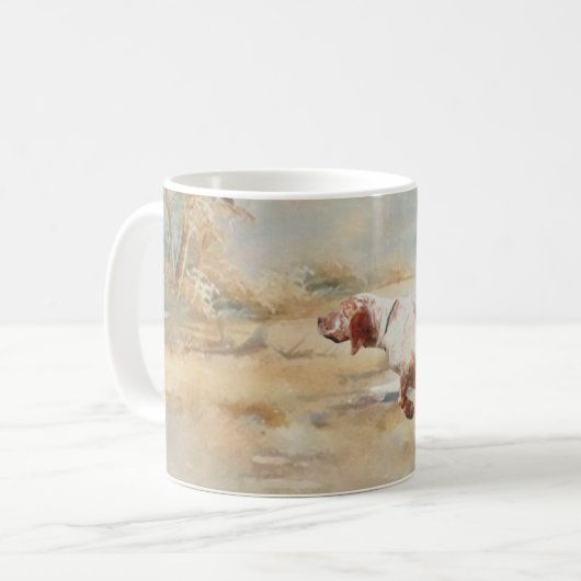 Houtpik Jacht met Engelse Setter in bos, Ar Koffiemok (Voorkant links)