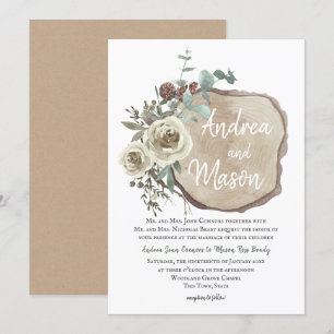 Houtplak Natuurlijk Roos en Eucalyptus Wedding Kaart