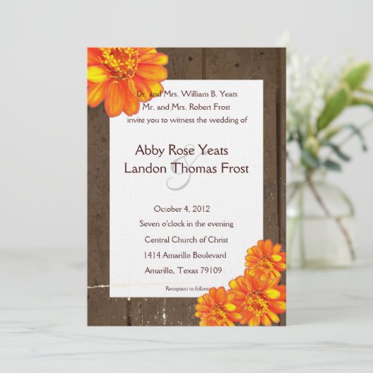 Houtplanken Oranje uitnodiging tot weddenschap met (Staand voorkant)