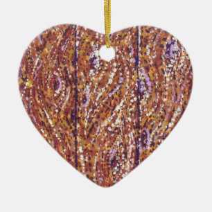 Houtplanken Pointillism Heart Shaped Ornament