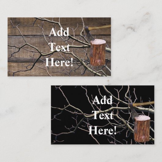 Houtpomp Ax Fire Wood Visitekaartje (Voorkant / Achterkant)