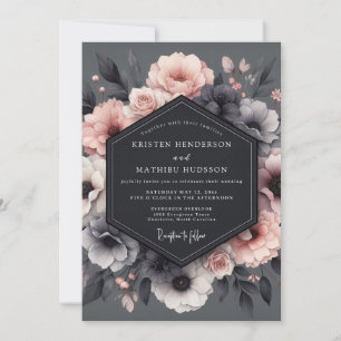 Houtskool Blush Tableau Bruiloft Kaart