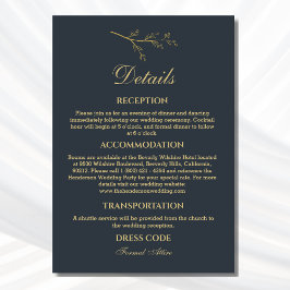 Houtskool Botanische Minimalistische Trouwdetails Informatiekaartje