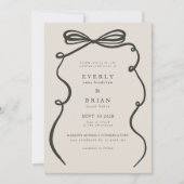 Houtskool Bow Lijst bruiloft Kaart (Voorkant)