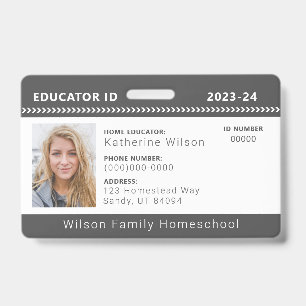 Houtskool Charcoal Chevron ID-badge voor docenten Badge