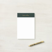  houtskool & chique gouden script monogram post-it® notes (Op bureau)