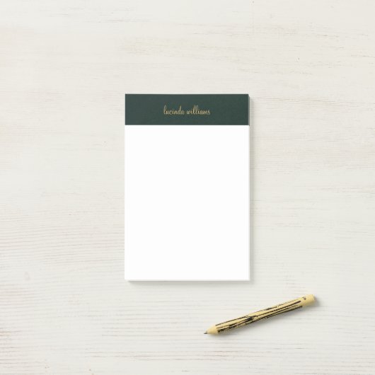  houtskool & chique gouden script monogram post-it® notes (Op bureau)