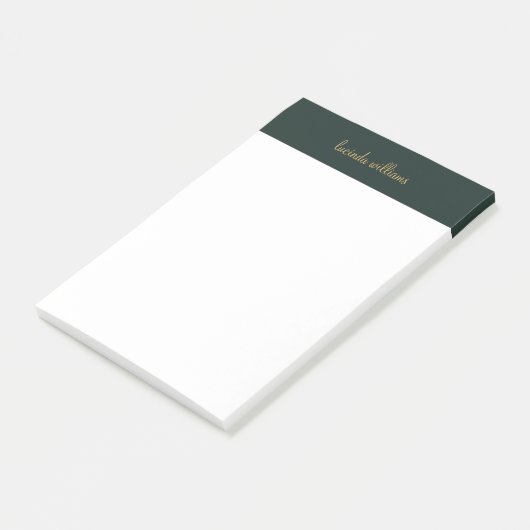  houtskool & chique gouden script monogram post-it® notes (Schuin)