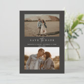 Houtskool Eenvoudig Modern Minimalistisch Drie Fot Save The Date (Staand voorkant)