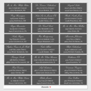 Houtskool Elegant Script 24 Bruiloft Gast Adres Sticker