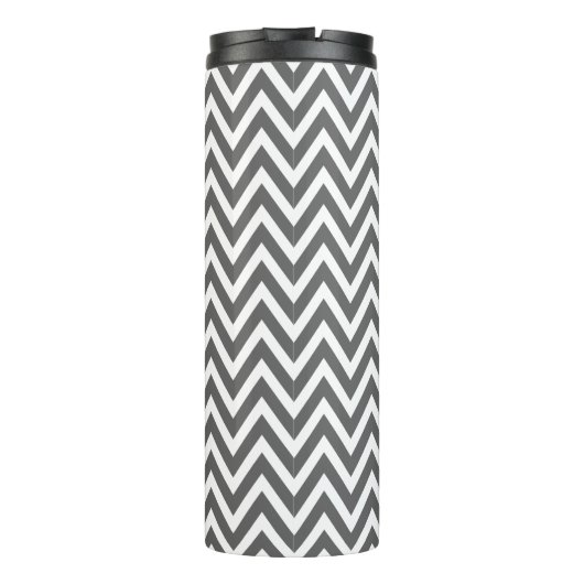 Houtskool en Aqua Chevron Monogram Thermosbeker (Achterkant)