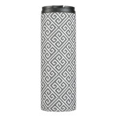 Houtskool en Aqua Griekse Sleutel Monogram Thermosbeker (Achterkant)