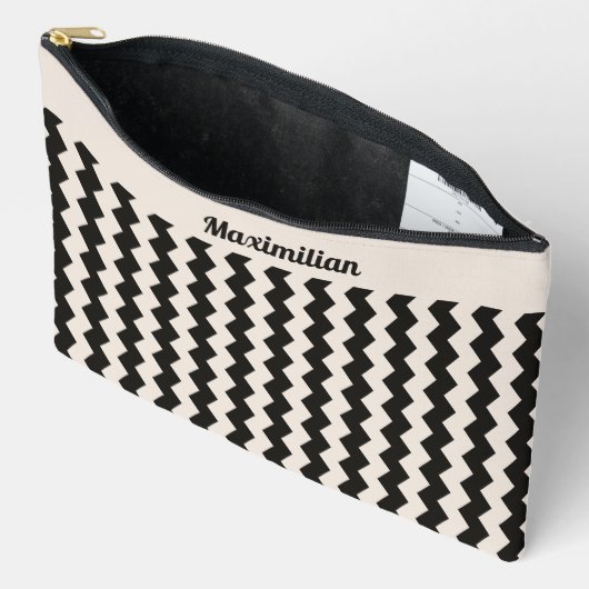 Houtskool en Cement Chevrons-GROTE Accessoire Pouc Etui (Open)