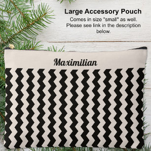 Houtskool en Cement Chevrons-GROTE Accessoire Pouc Etui