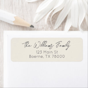 Houtskool en Crème Modern Script Adres Etiket
