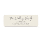 Houtskool en Crème Modern Script Adres Etiket (Voorkant)