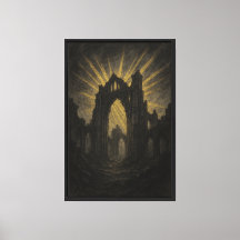 Houtskool en gouden kathedraal ruïnes