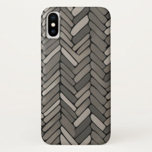 Houtskool en grijze visgraat Elegante geometrische iPhone X Hoesje