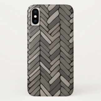 Houtskool en grijze visgraat Elegante geometrische iPhone X Hoesje