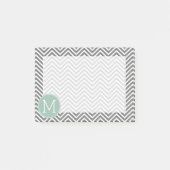 Houtskool en Mintgroene Chevrons Aangepaste Monogr Post-it® Notes (Voorkant)