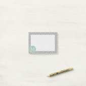 Houtskool en Mintgroene Chevrons Aangepaste Monogr Post-it® Notes (Op bureau)