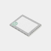 Houtskool en Mintgroene Chevrons Aangepaste Monogr Post-it® Notes (Schuin)