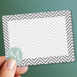 Houtskool en Mintgroene Chevrons Aangepaste Monogr Post-it® Notes