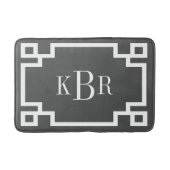 Houtskool en Wit Grieks Key Custom Monogram Badmat (Voorkant)