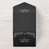 Houtskool & Gold Raven Monogram Gothic Wedding All In One Uitnodiging (Buiten)