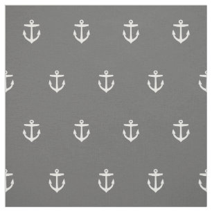 Houtskool Grijs Anker Print - Aangepaste grootte Stof