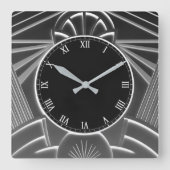 Houtskool grijs Art Deco klok - Abstracte lijnen (Voorkant)