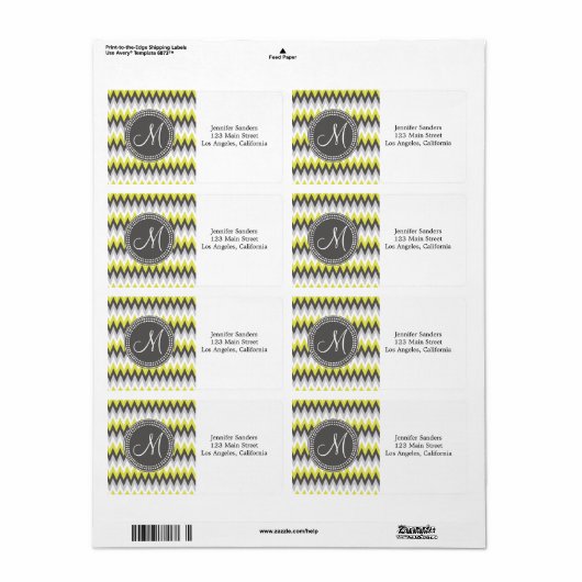 HOUTSKOOL GRIJS EN GEEL CHEVRON ETIKET (Full Sheet)