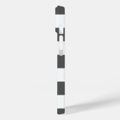Houtskool Grijs en Koraal Brede Streep Monogram Case-Mate iPhone Case (Achterkant / Links)