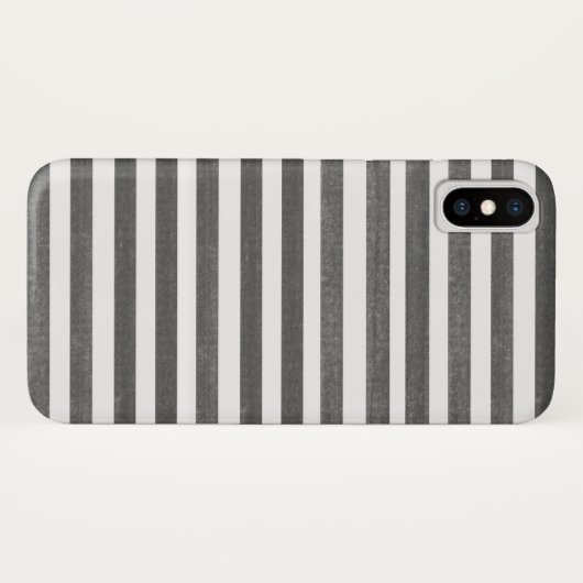 Houtskool grijs en witte streep iPhone X Hoesje (Achterkant (horizontaal))