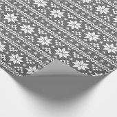 Houtskool Grijs Fair Isle Kerst Sweater Patroon Cadeaupapier (Hoek)