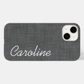 Houtskool Grijs Linnen Textuur Custom Monogram Case-Mate iPhone Case (Achterkant (horizontaal))