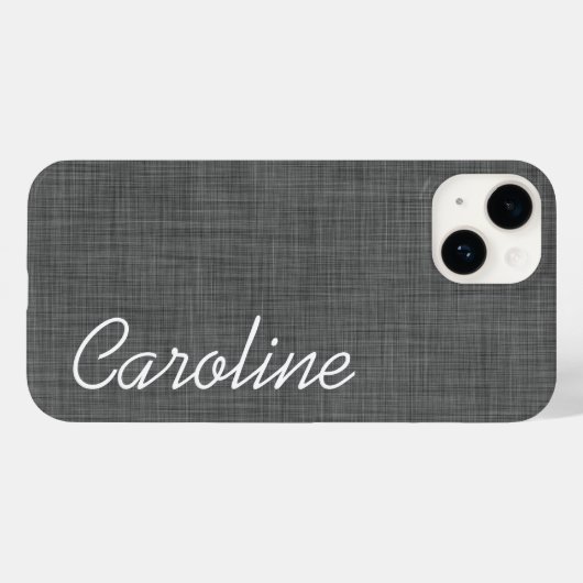 Houtskool Grijs Linnen Textuur Custom Monogram Case-Mate iPhone Case (Achterkant (horizontaal))