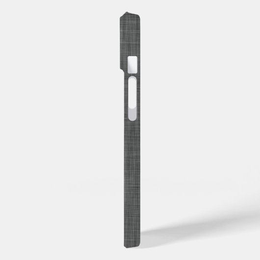 Houtskool Grijs Linnen Textuur Custom Monogram Case-Mate iPhone Case (Achterkant / Links)