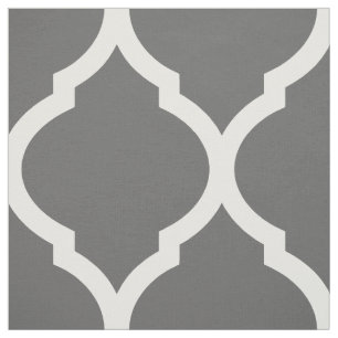 Houtskool Grijs Marokkaans Quatrefoil Grote Schaal Stof