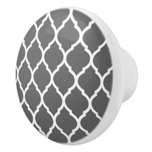 Houtskool Grijs Marokkaans Quatrefoil Keramische Knop