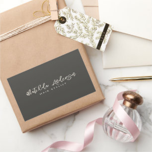 Houtskool grijs modern minimaal elegant script rechthoekige sticker