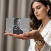 Houtskool Grijs Modern Script Luxe Vastgoed Visitekaartje