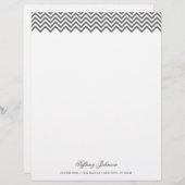 Houtskool Grijs Moderne Chevron Border Briefhoofd Ontwerp (Voorkant / Achterkant)