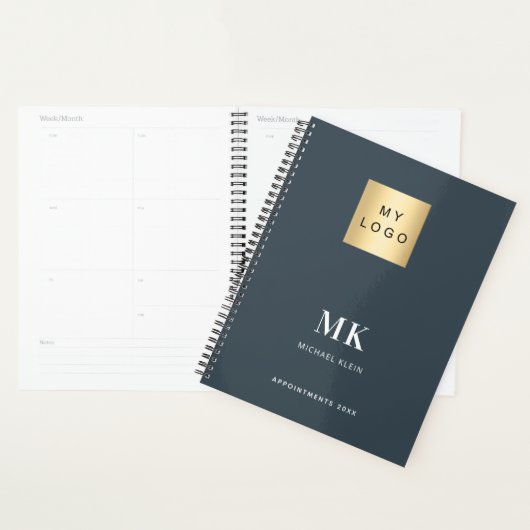 Houtskool grijs monogram initialen Business 2026 Planner (Display)