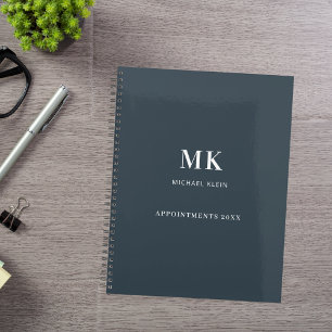 Houtskool grijs naam monogram 2026 planner