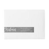 Houtskool Grijs of Zilver Kerstscript Vakantie Omwikkelbaar Adreslabel (Voorkant)