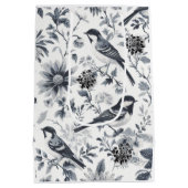 Houtskool Grijs Vogel Toile Gift Bag Medium Cadeauzakje (Achterkant)