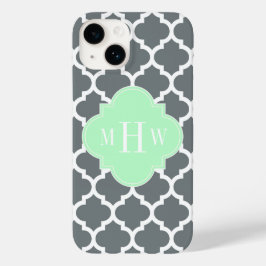 Houtskool Grijs Wit Marokkaans #5 Mint Naam Monogr Case-Mate iPhone 14 Hoesje